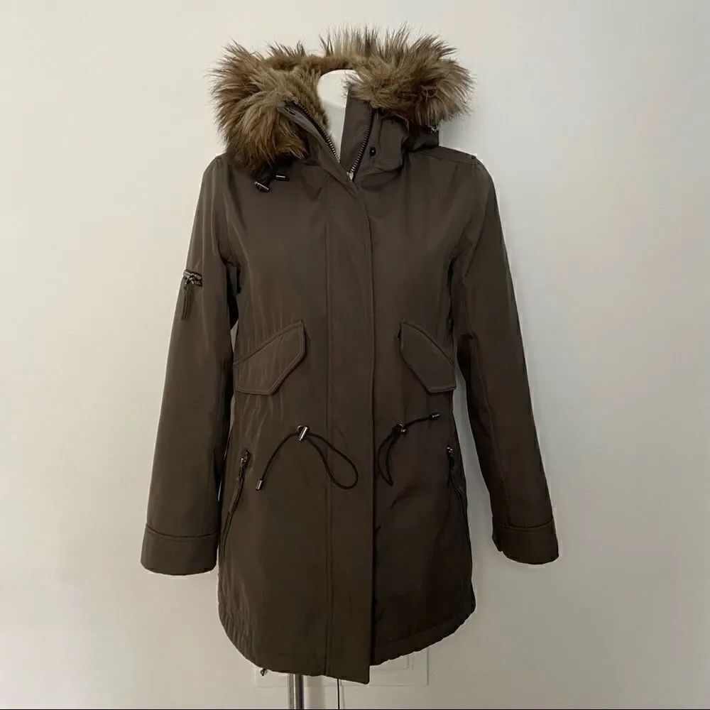S13 NYC Fur Lined Hooded Parka Olive Military